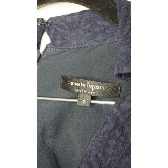 Nanette Lepore Sz 2 Navy Blue Shift Dress w/‎ Pockets Midi Dress - Picture 7 of 7